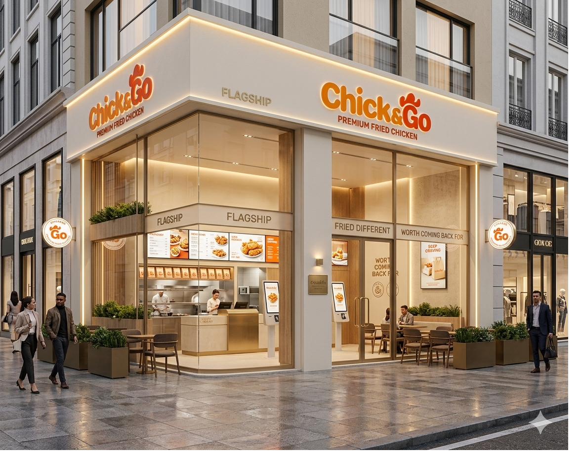 Chick&Go amiral gemisi mağazası köşe cephe