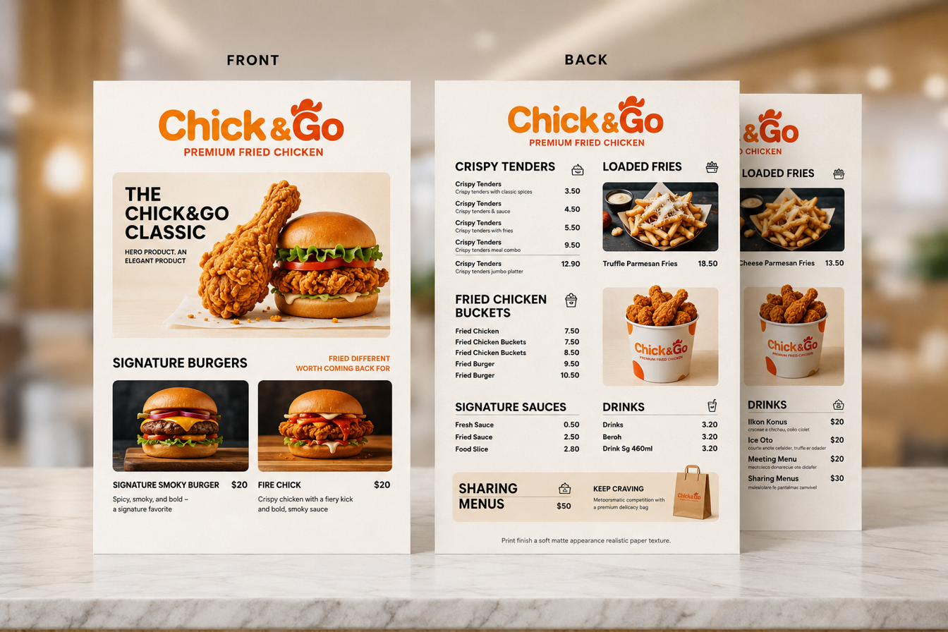 Chick&Go menü kartı görseli